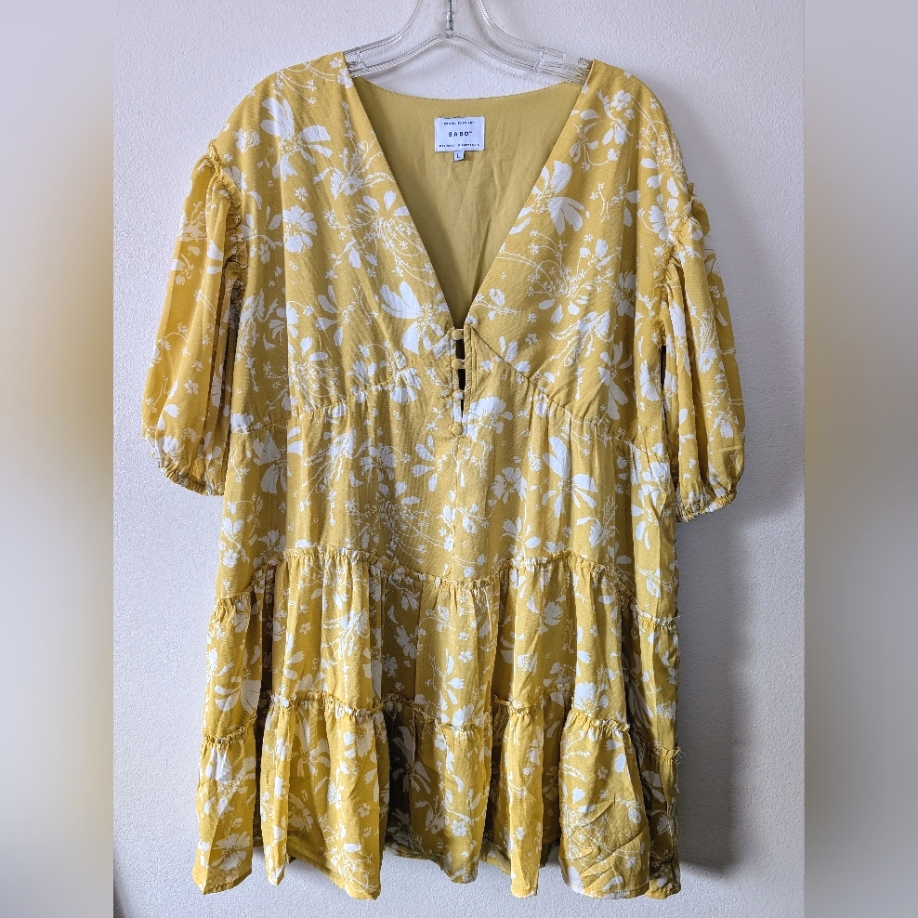 Sabo Tarelle Yellow Floral Mini Dress L
